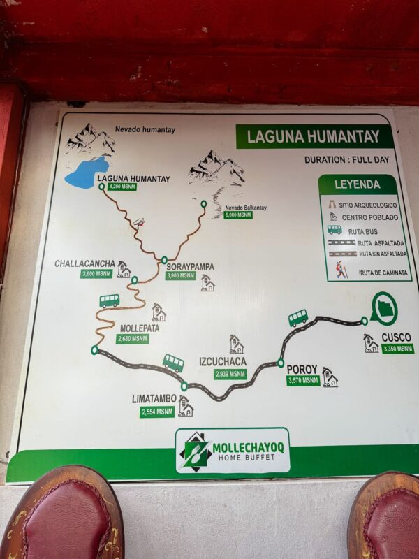 Map of Cusco to Humantay Lake